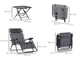 3pcs Folding Zero Gravity Chairs Sun Lounger Table Set w/ Cup Holders Reclining Garden Yard Pool, T3398P320000