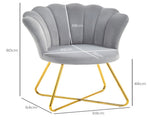 Velvet-Feel Lotus Petal Accent Chair - Grey T3398P340946