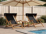 Deck Chair 2 pcs 3 Position Solid Eucalyptus Wood Black 3407813