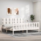 Bed Frame without Mattress White 200x200 cm Solid Wood Pine 3192252