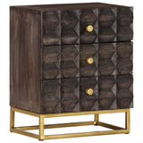 Bed Cabinet Black Solid mango wood, brass powder-coated iron Medium 320813