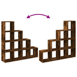 Room Divider Bookcase 4-Tier Smoked Oak 131.5x29x131.5 cm Engineered Wood 857971