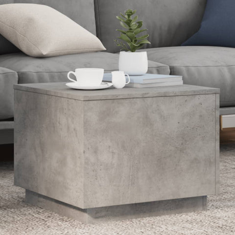 ZNTS Coffee Table with LED Lights Concrete Grey 50x50x40 cm 839871