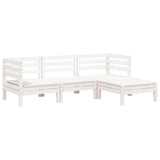 Garden Sofa 3-Seater with Footstool White Solid Wood Pine 838055