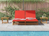 Sun Lounger Reclining with Cushion Red Solid Acacia Wood 3407703