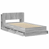 Bed Frame with Storage Grey Sonoma 75 x 190 cm Engineered Wood 3433908