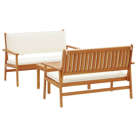 ZNTS 3 Piece Garden Sofa Set with Cushions Solid Wood Acacia 3325229