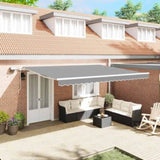 Awning Frame with LED Strip Lights White 450 x 300 cm Aluminium 313202