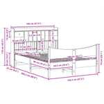 ZNTS Bed Frame without Mattress 140x200 cm Solid Wood Pine 3323377