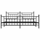 Bed Frame Black Steel Double Bed Frame Rectangular Industrial 353561