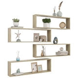 ZNTS Wall Cube Shelf 4 pcs Sonoma Oak 100x15x30 cm Engineered Wood 807089