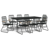 9 Piece Garden Dining Set Black PVC Rattan 3060272