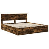 Bed Frame with Drawer Smoked Oak 180 x 200 cm Engineer Wood 3410683