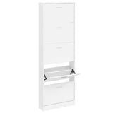 241240 White Wooden Shoe Cabinet with 5 Compartments