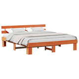 Bed Frame with Headboard Wax Brown 200 x 200 cm Solid Pine Wood 872430