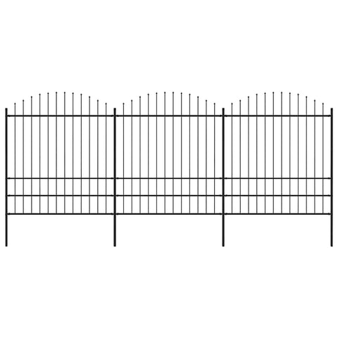 Garden Fence with Spear Top Steel 537x200 cm Black 277750