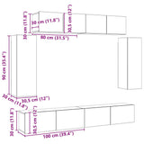 6 Piece TV Cabinet Set White Engineered Wood 3078699
