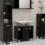 ZNTS 3 Piece Bathroom Furniture Set Black Engineered Wood 3056944