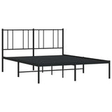 Metal Bed Frame without Mattress with Headboard Black 135x190cm 352479