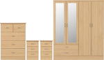 ZNTS Nevada 4 Door 2 Drawer Mirrored Wardrobe Bedroom Set 100-108-041