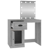 Dressing Table with LED Grey Sonona 90x50x132.5 cm Engineered Wood 816774