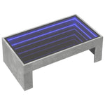 ZNTS Coffee Table with Infinity LED Concrete Grey 90x50x30 cm 847619