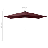 Garden Parasol with LEDs and Steel Pole Bordeaux Red 2x3 m 313790