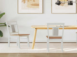 Dining Chair 2 pcs White and Natural Solid Rubber Wood 42020506
