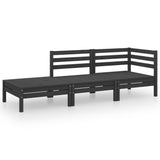 3 Piece Garden Lounge Set Black Solid Pinewood 3082616