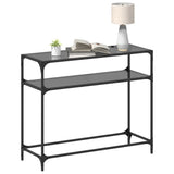 Console Table with Black Glass Top98x35x81 cm Steel 846027