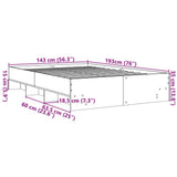 Bed Frame Black Engineered Wood 140x190 cm Bed Frame 3295682
