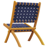 Folding Garden Chairs 2 pcs Dark Blue Solid Wood Acacia and Fabric 366512