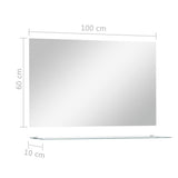 ZNTS Wall Mirror with Shelf 100x60 cm Tempered Glass 249443