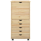 Rolling Cabinet Brown 53 x 39 x 103 cm Solid Pine Wood 42032395