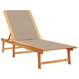 Sun Loungers 2 pcs with Table Taupe Solid Wood Acacia and Textilene 3279255