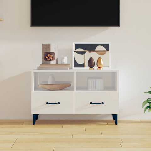 TV Cabinet High Gloss White 80x36x50 cm Engineered Wood 812597