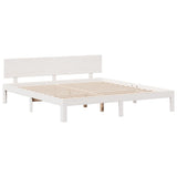 Bookcase Bed without Mattress White 180x200 cm Super King Solid Wood Pine 3322699
