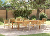 Garden Dining Set 9 pcs Beige Solid Acacia Wood 3365546