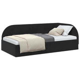 Corner Bed Frame with Headboard Black 90 x 200 cm Velvet 42016651