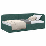Corner Bed Frame with Headboard Dark Green 90 x 200 cm Velvet 42016535