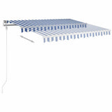 3069916 Manual Retractable Awning with Posts 3,5x2,5 m Blue and White