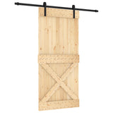 Sliding Door Natural and Black 95 x 210 cm Solid Pine Wood 3444927