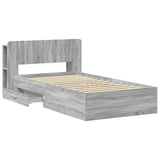 Bed Frame with Storage Grey Sonoma 75 x 190 cm Engineered Wood 3433698