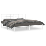 Metal Bed Frame without Mattress with Headboard White 200x200cm 355617