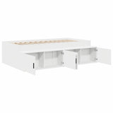 Storage Bed Frame White 100 x 200 cm Engineered wood 3335181