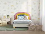 Toddler Bed Frame with Headboard Cream 70 x 140 cm Velvet 42011004
