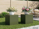 Plant Stand 2 pcs Olive Green 30 x 30 x 40 cm Steel 8012467