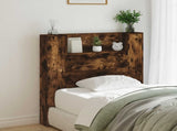 Storage Headboard with LED Smoked Oak Engineered Wood 3418647