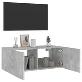 TV Wall Cabinet with LED Lights Concrete Grey 80x35x31 cm 837287