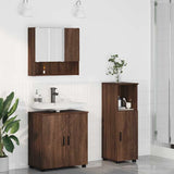 Bathroom Furniture Set 3 pcs Brown Oak Engineered wood & Metal 3392950